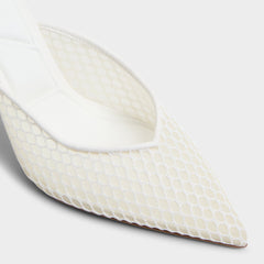 Aldo Gamilia Open White Textile Mesh Women's Kitten heels - Heeled mule, Kitten heel Women