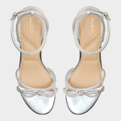 Aldo Bouclette Silver Women's Block heels - Strappy heeled sandal, Block heel Women