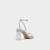 Aldo Aurorai Silver Women's Block heels - Strappy heeled sandal, Block heel Women