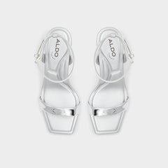 Aldo Aurorai Silver Women's Block heels - Strappy heeled sandal, Block heel Women