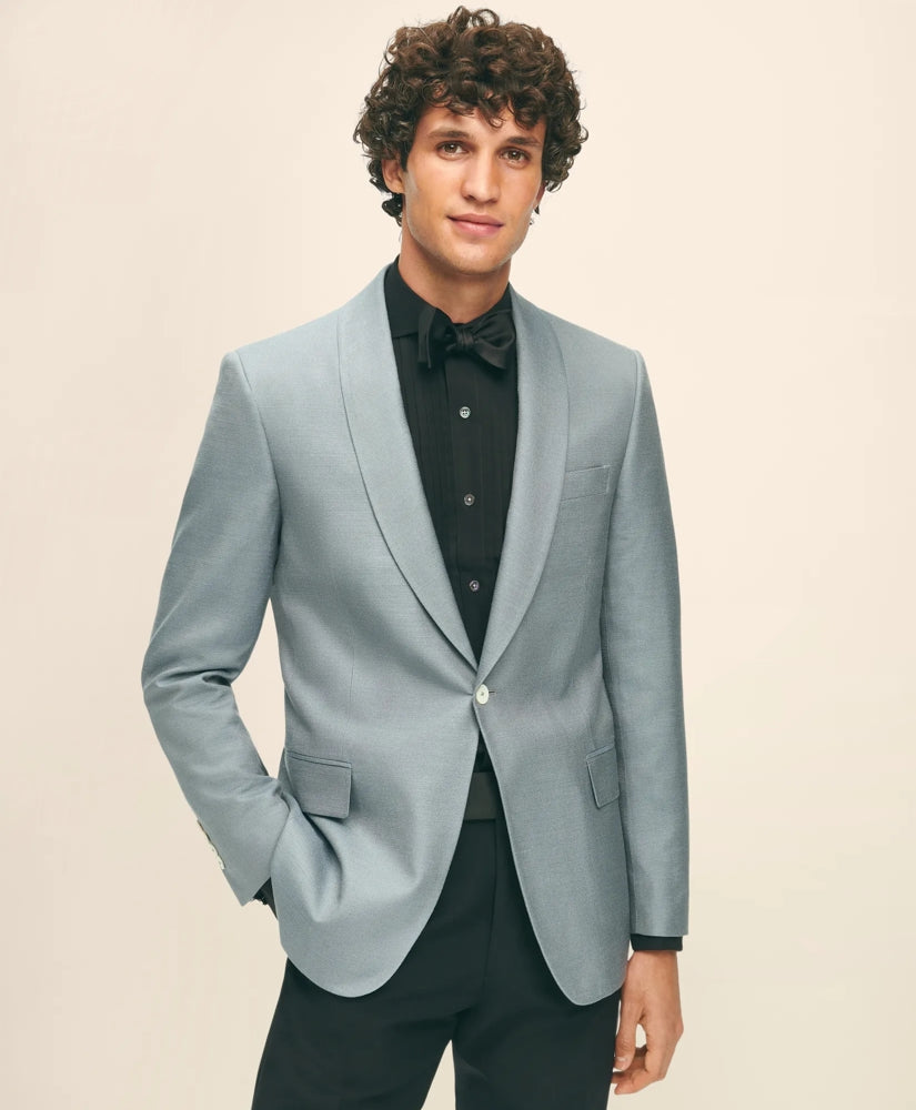 Black Fleece Shawl Collar Dinner Jacket in Silk Hopsack