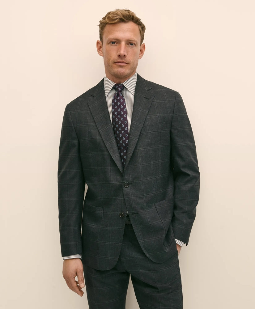 Brooks Brothers Explorer Collection Classic Fit Wool Windowpane Suit Jacket