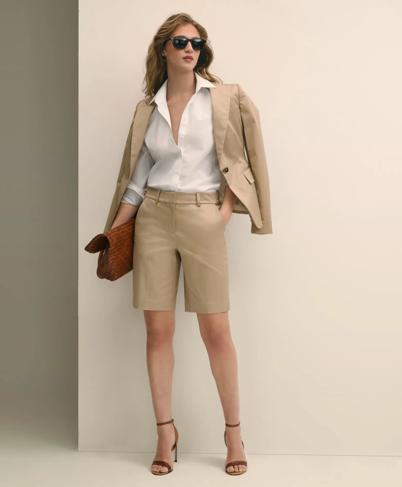 Cotton Blend Twill Bermuda Shorts