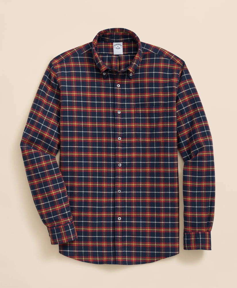 Portuguese Flannel Polo Button Down Collar, WIndowpane Shirt