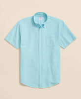 Stretch Cotton Seersucker Button-Down Collar Short-Sleeve Sport Shirt