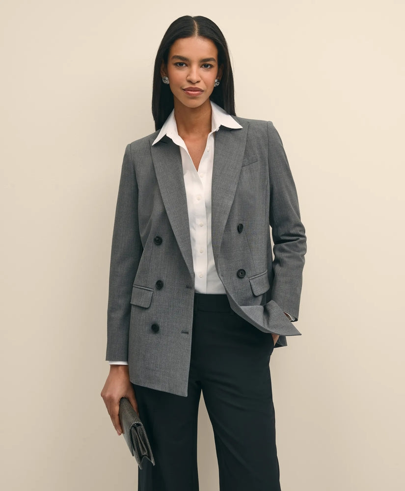 The Essentials Double-Breasted Peak Lapel Jacket in Wool Blend