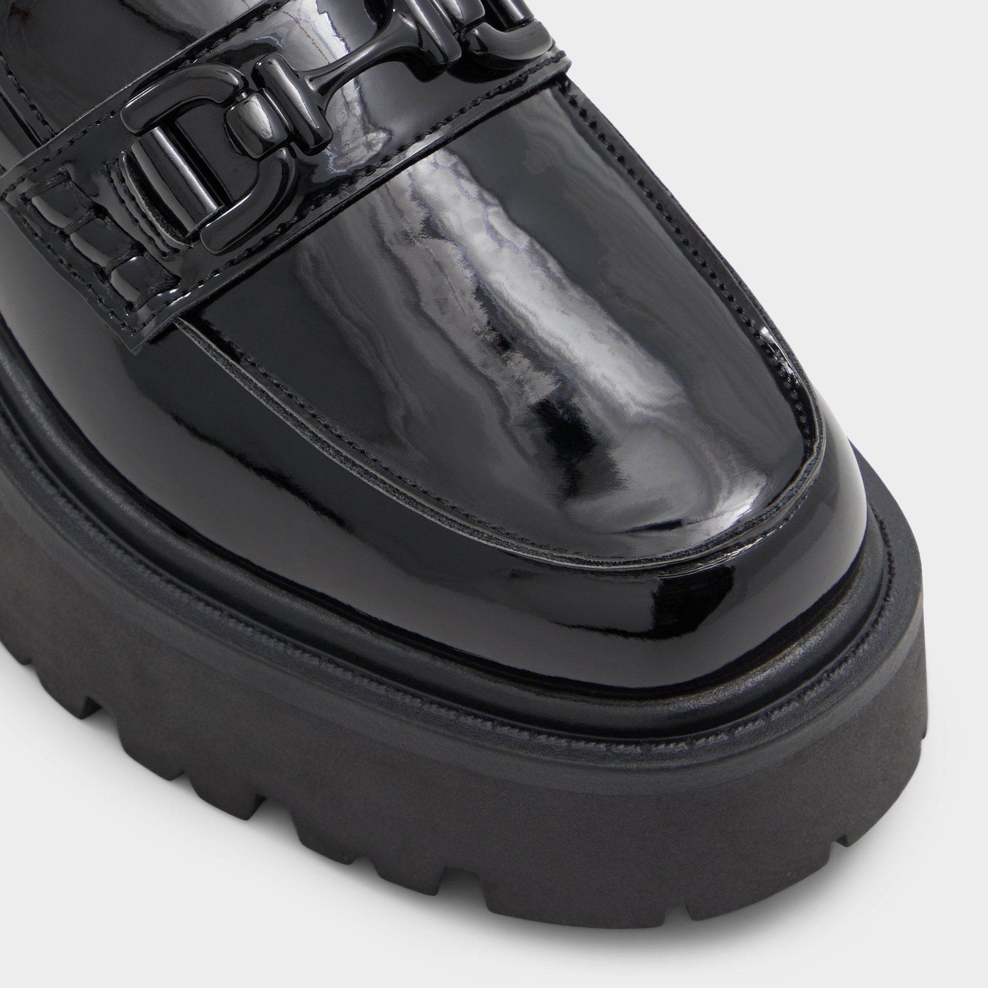 Aldo Oneameth Black Synthetic Patent Women's Loafers & Oxfords - Loafer, Lug sole Women