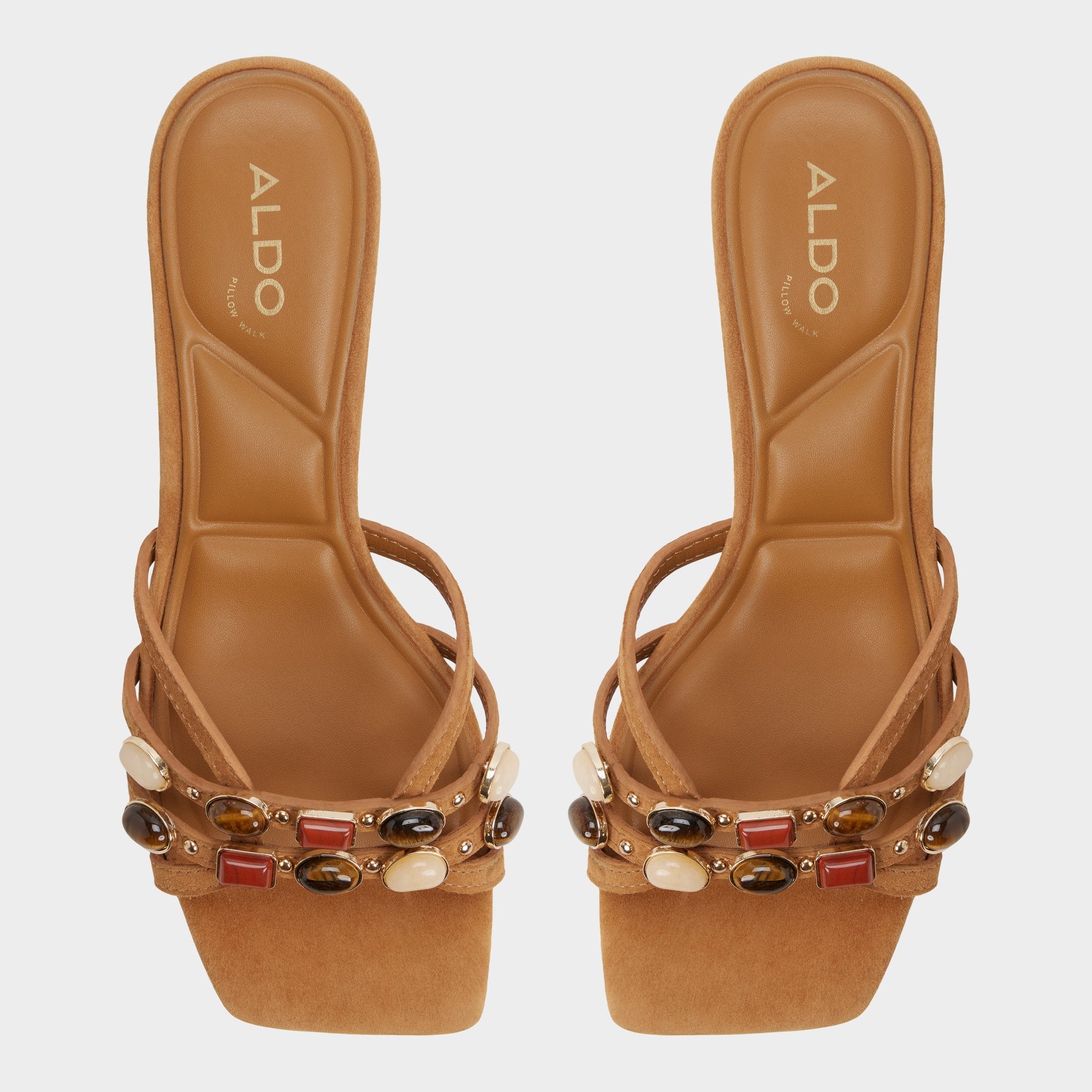 Aldo Jemstone in Medium Brown - Strappy heeled sandal, Block heel Women