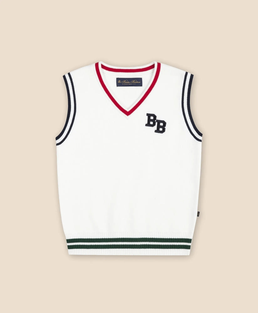 Boys Cotton Jacquard Varsity Sweater Vest