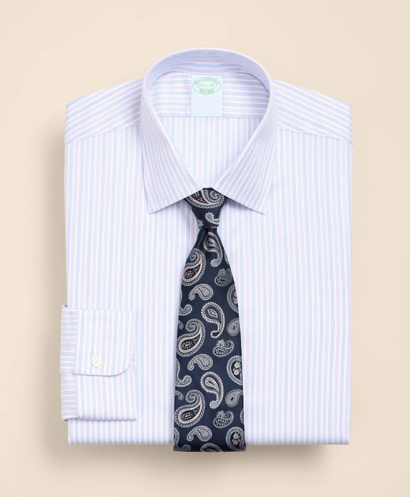 Brooks Brothers Explorer Collection Non-Iron Twill Ainsley Collar, Triple Stripe Dress Shirt