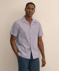 Linen-Cotton Camp Collar, Foulard Short-Sleeve Shirt