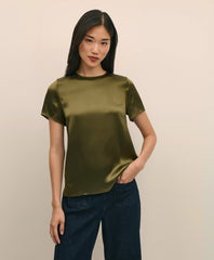 Short-Sleeve Top in Washable Silk Charmeuse