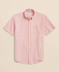 Stretch Cotton Seersucker Button-Down Collar Short-Sleeve Sport Shirt