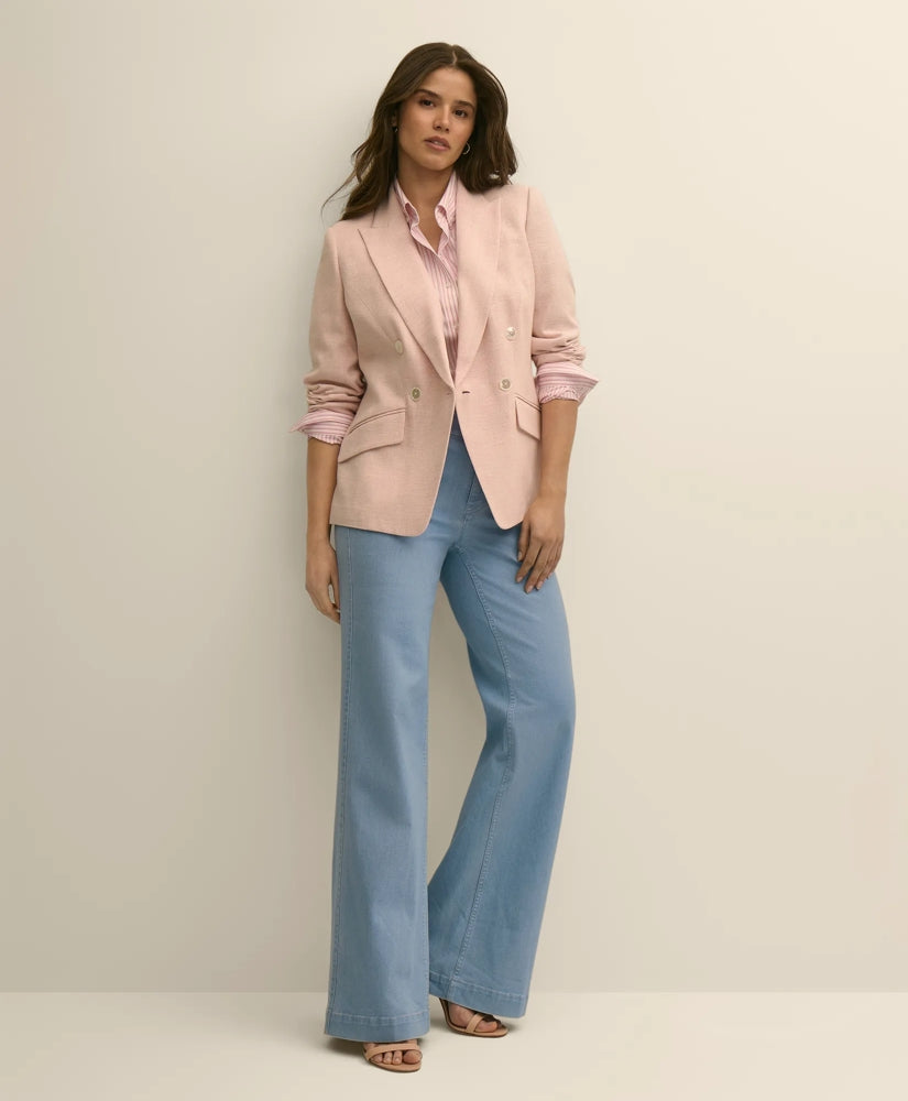 Viscose Melange Tweed Double-Breasted Jacket