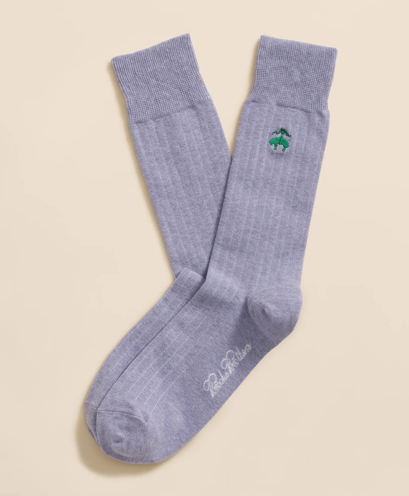 Cotton Blend Ribbed Socks with Embroidered Golden Fleece