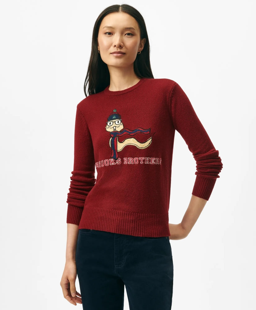 Women's Lunar New Year Wool-Blend Intarsia Snake Motif Sweater